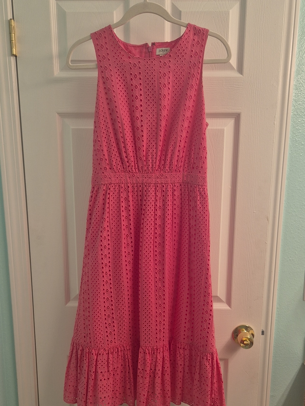 J. Crew Pink Eyelet Sleeveless A-Line Dress